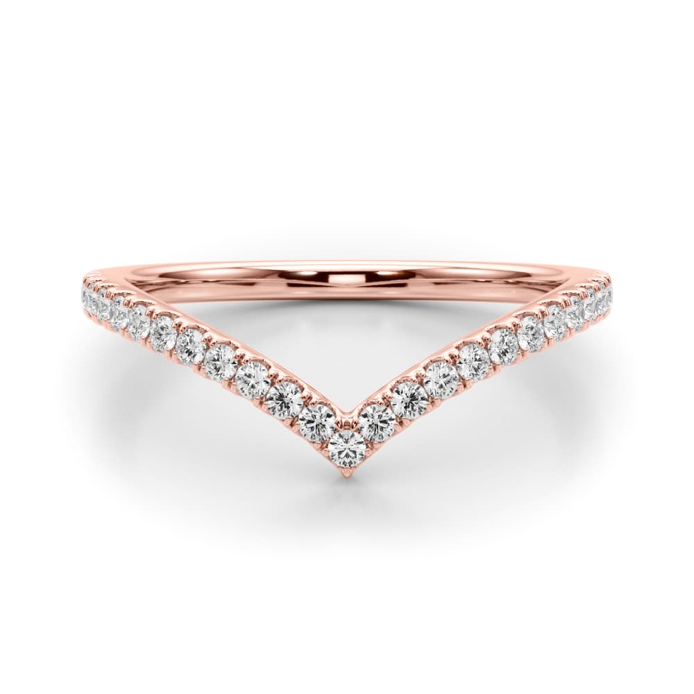 Chevron Wedding Bands (0.19 ct. tw.), On hand view in rose gold