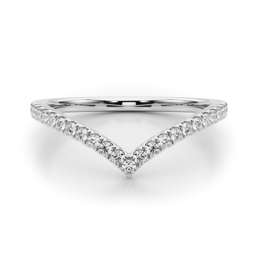 Chevron Wedding Bands (0.19 ct. tw.), On hand view in white gold or platinum
