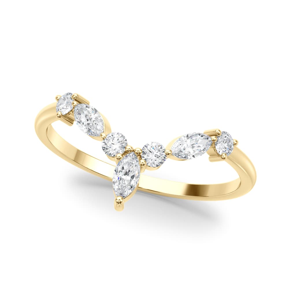 Marquise & Round Band (1/3 ct. tw.), Front view in yellow gold