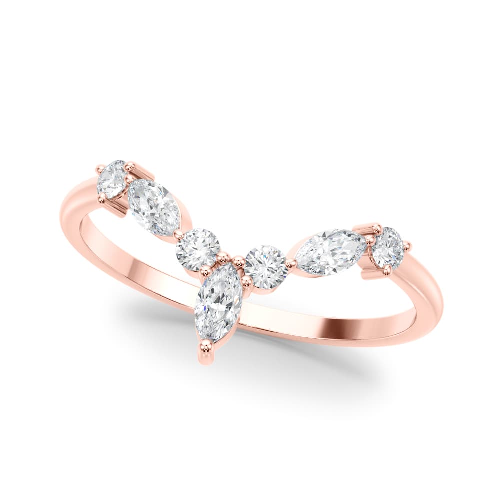 Marquise & Round Band (1/3 ct. tw.), Front view in rose gold