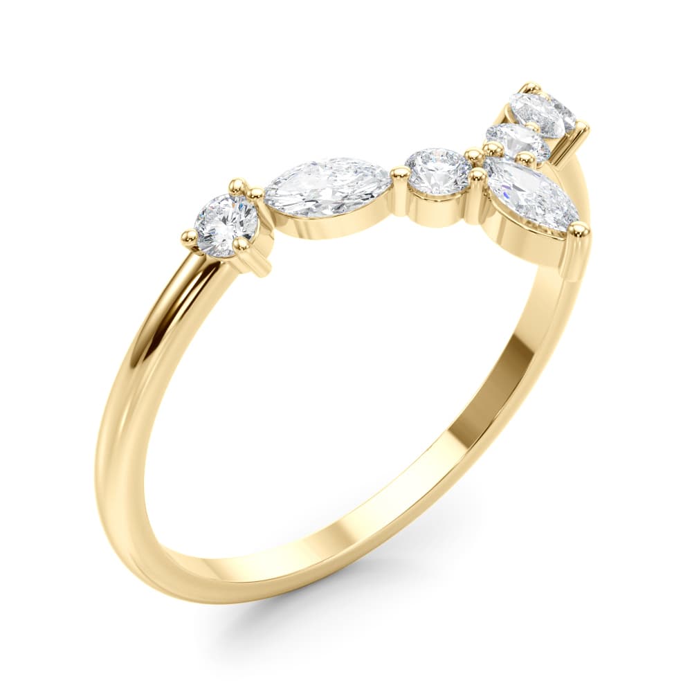 Marquise & Round Band (1/3 ct. tw.), Angle view in yellow gold