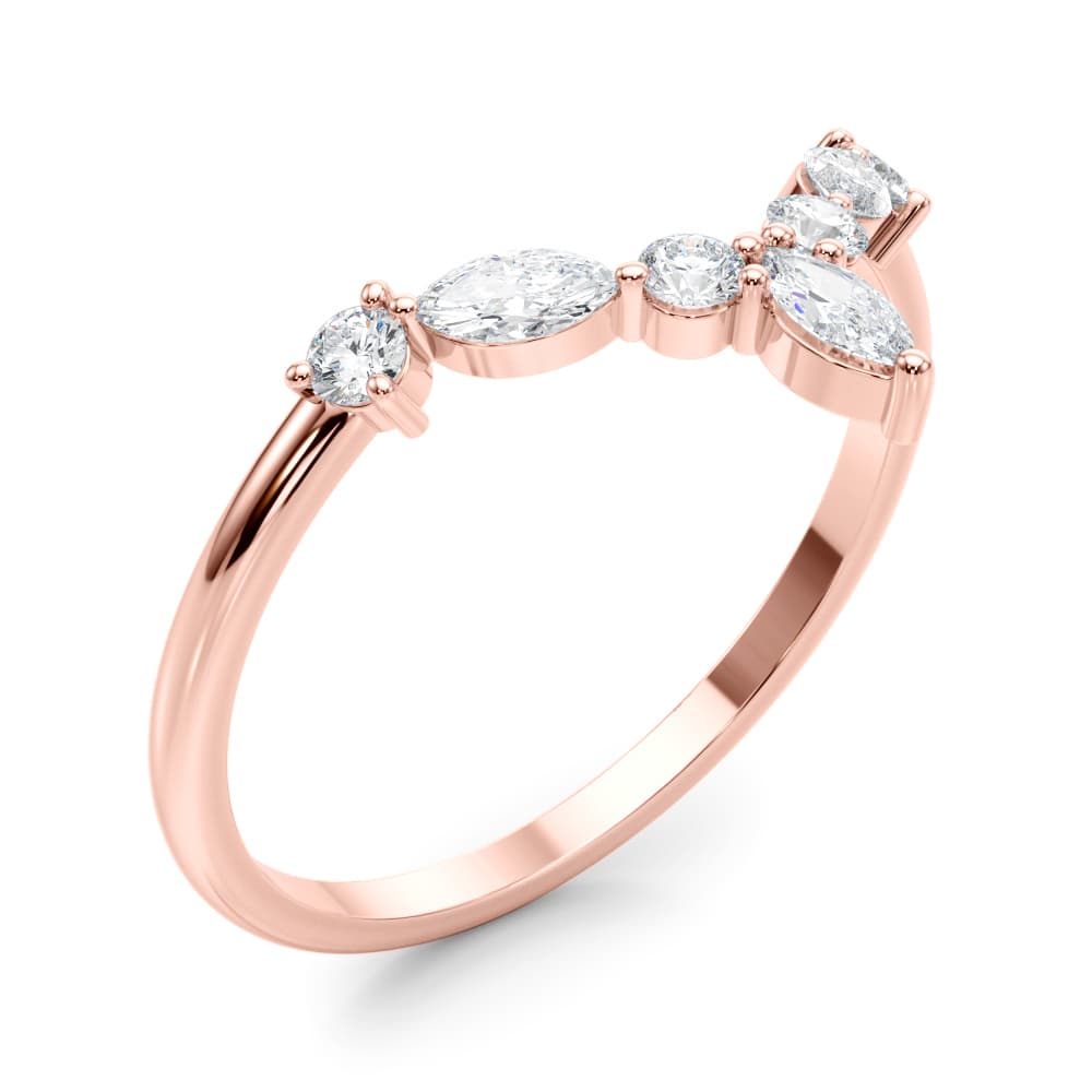 Marquise & Round Band (1/3 ct. tw.), Angle view in rose gold