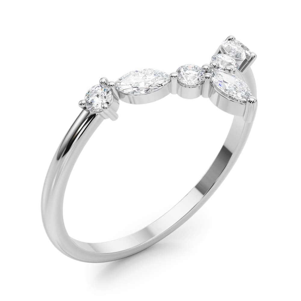 Marquise & Round Band (1/3 ct. tw.), Angle view in white gold or platinum