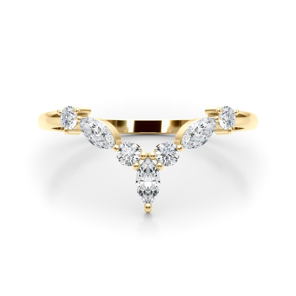 Marquise & Round Band (1/3 ct. tw.), On hand view in yellow gold