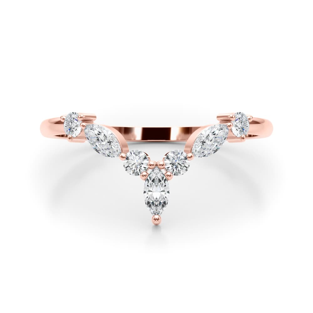 Marquise & Round Band (1/3 ct. tw.), On hand view in rose gold