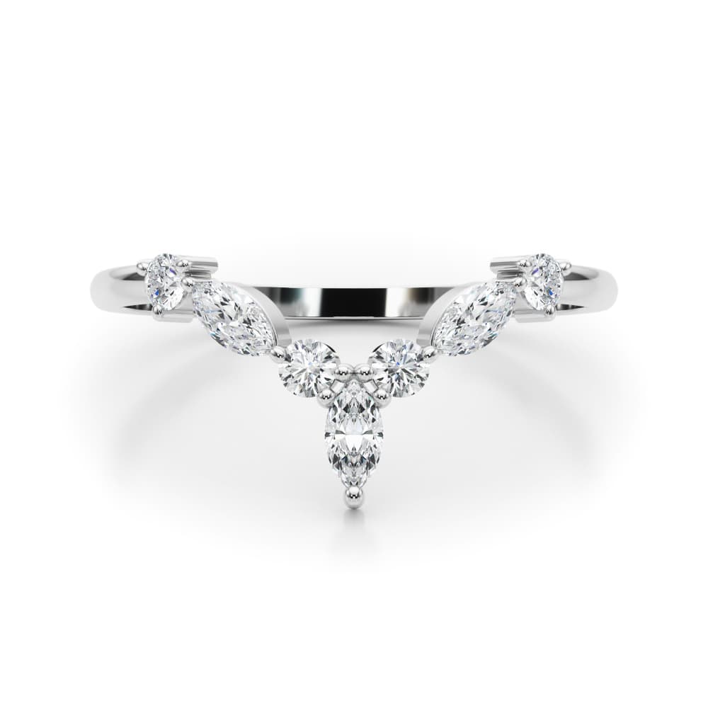 Marquise & Round Band (1/3 ct. tw.), On hand view in white gold or platinum