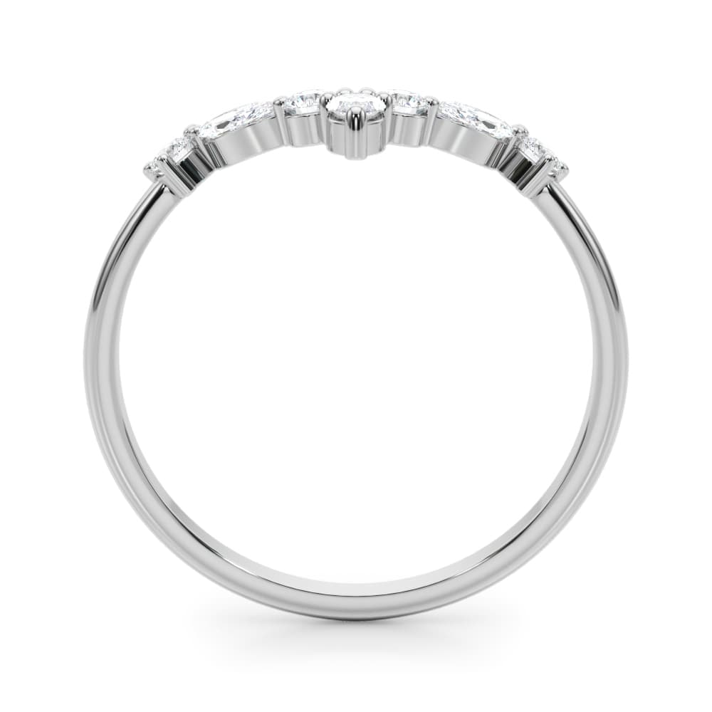 Marquise & Round Band (1/3 ct. tw.), Side view in white gold or platinum