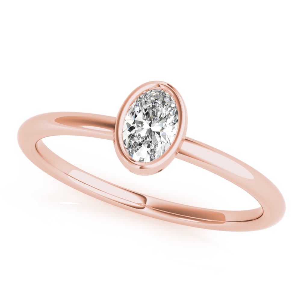 Bezel Set Solitaire Oval Engagement Ring in Rose gold