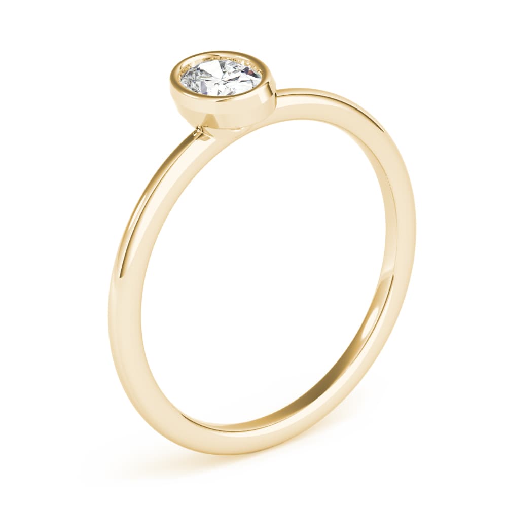 Bezel Set Solitaire Oval Engagement Ring, style LGDR043, Angle view in yellow gold