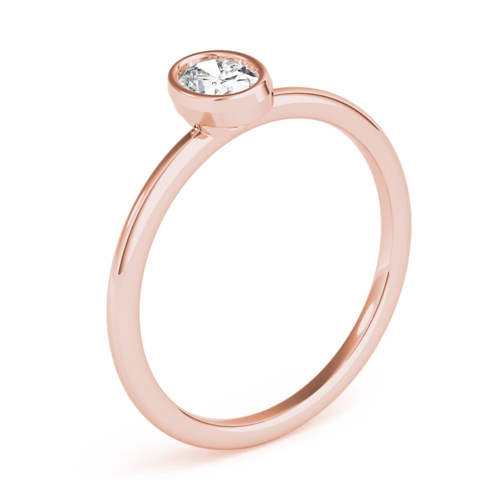 Bezel Set Solitaire Oval Engagement Ring, style LGDR043, Angle view in rose gold