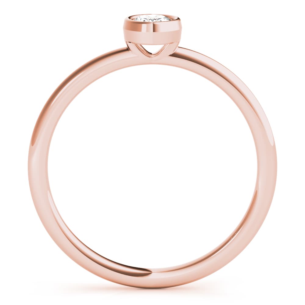 Bezel Set Solitaire Oval Engagement Ring, style LGDR043, Side view in rose gold