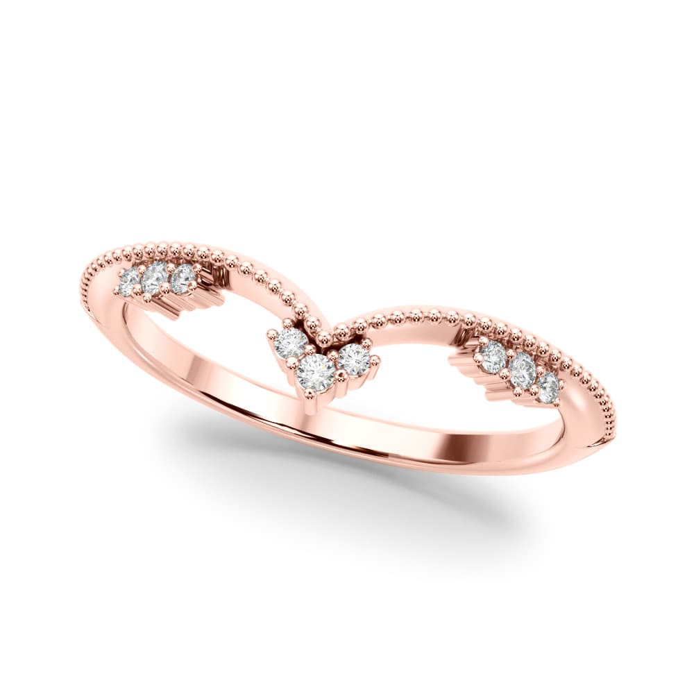 Chevron Diamond Band (0.07 ct. tw.), Front view in rose gold