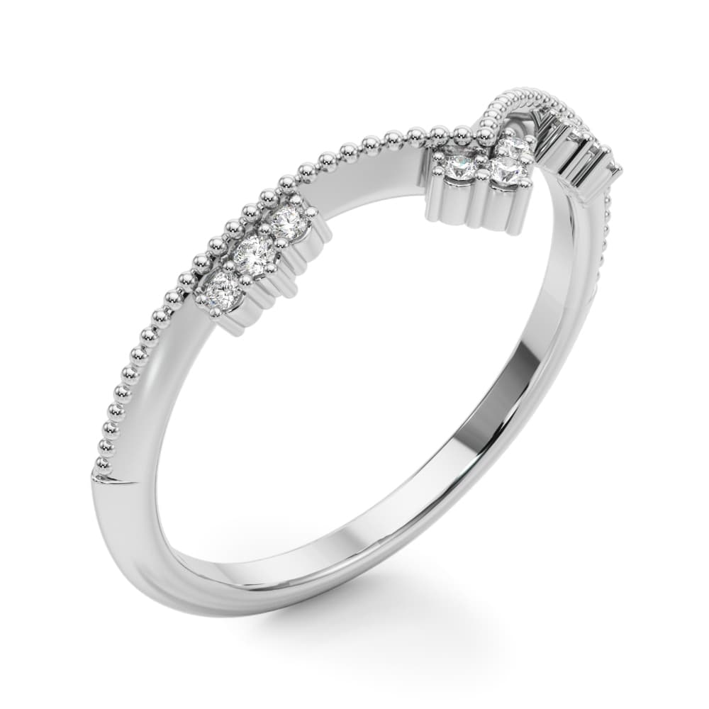 Chevron Diamond Band (0.07 ct. tw.), Angle view in white gold or platinum