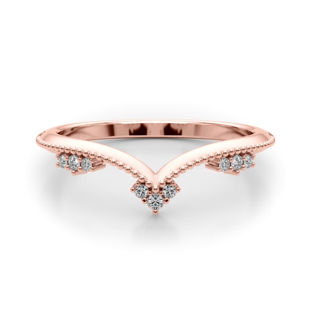 Chevron Diamond Band (0.07 ct. tw.), On hand view in rose gold