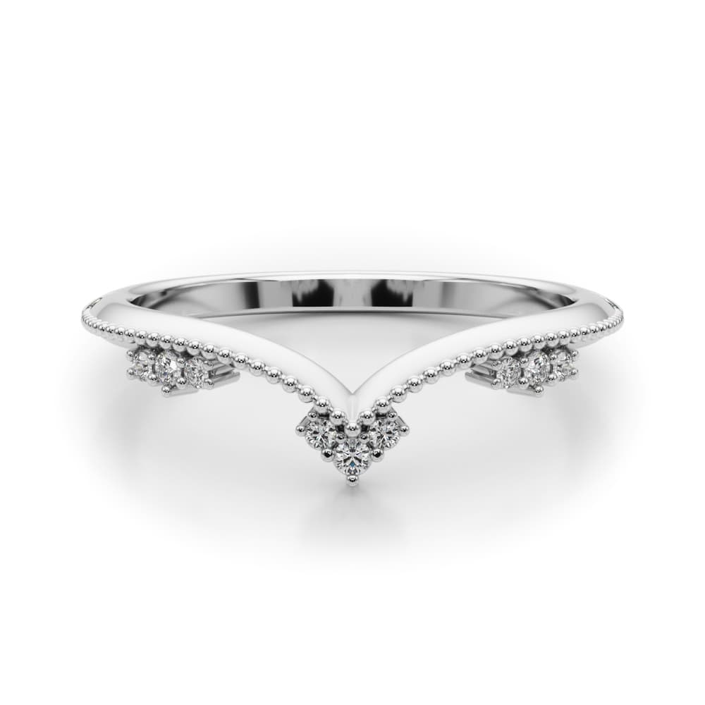 Chevron Diamond Band (0.07 ct. tw.), On hand view in white gold or platinum