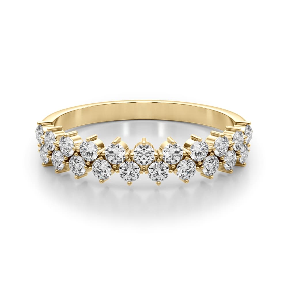 2-Row Prong-Set Wedding Band (0.53 ct. tw.), On hand view in yellow gold