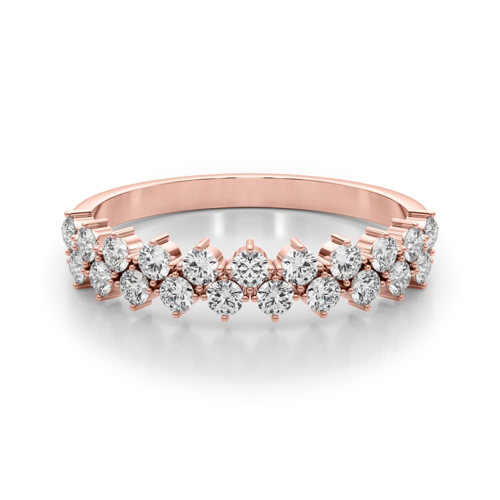 2-Row Prong-Set Wedding Band (0.53 ct. tw.), On hand view in rose gold