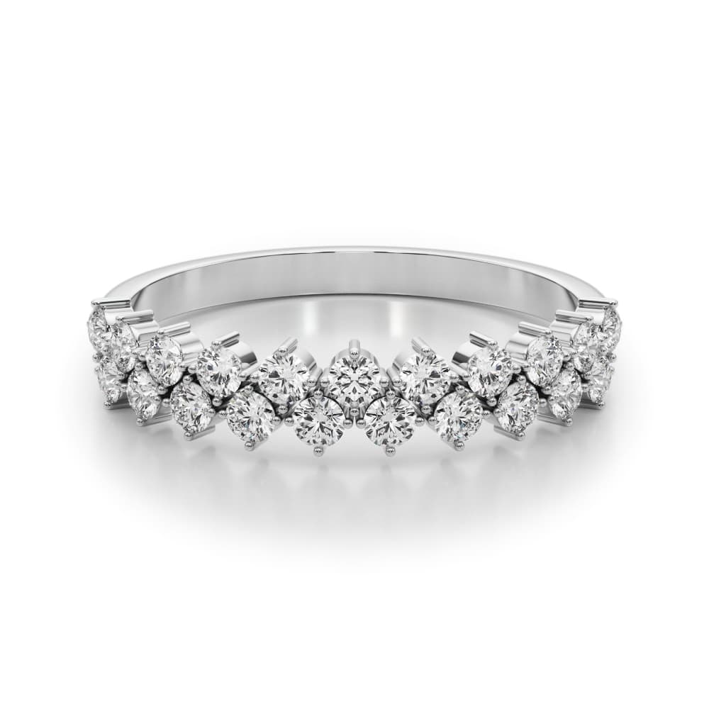 2-Row Prong-Set Wedding Band (0.53 ct. tw.), On hand view in white gold or platinum