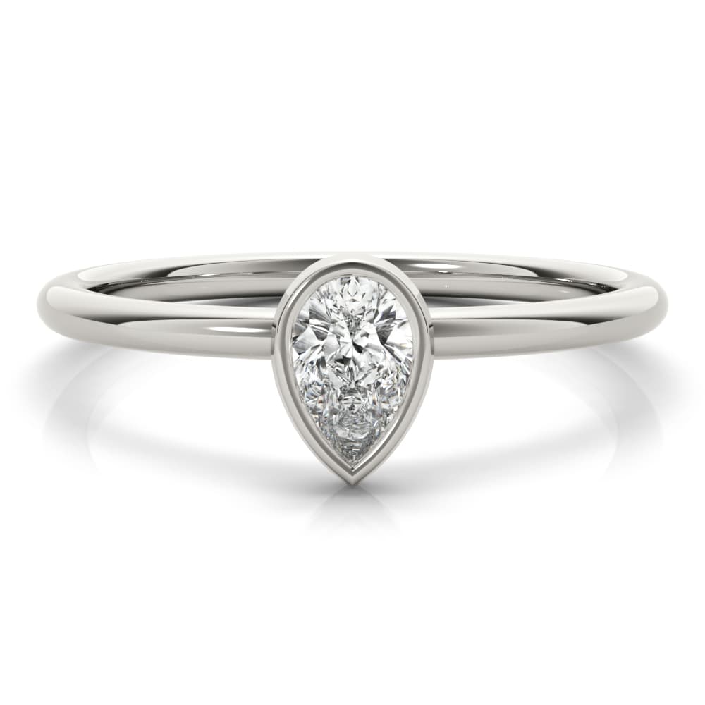 Pear Solitaire Bezel Set Fashion Band (1/2 ct. tw.), On hand view in white gold or platinum
