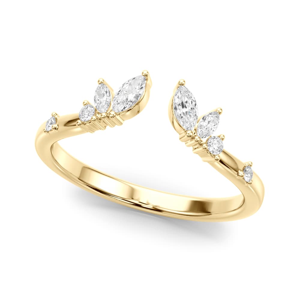 Marquise & Round Lab-Grown Diamond Ring (1/4 ct. tw.), Front view in yellow gold