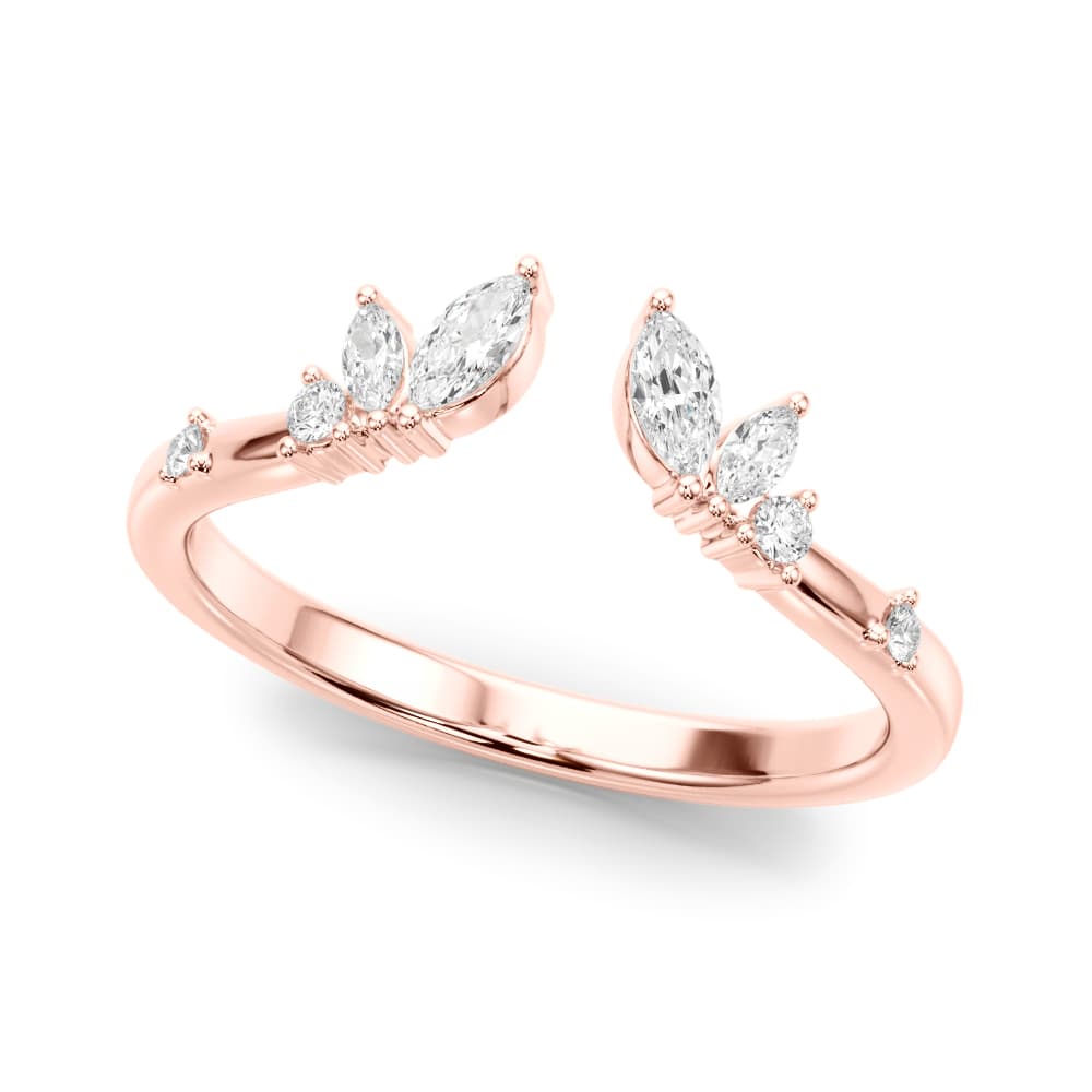 Marquise & Round Lab-Grown Diamond Ring (1/4 ct. tw.), Front view in rose gold