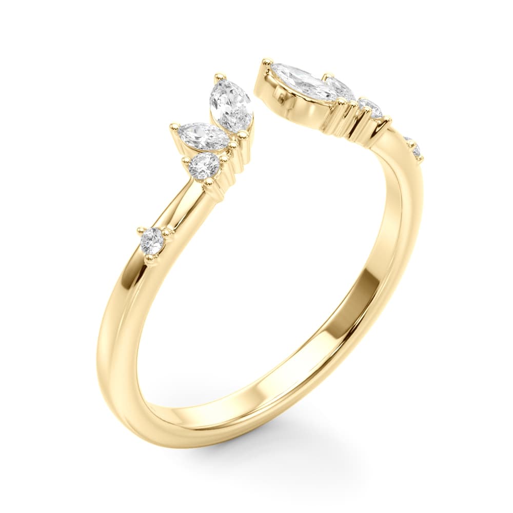 Marquise & Round Lab-Grown Diamond Ring (1/4 ct. tw.), Angle view in yellow gold