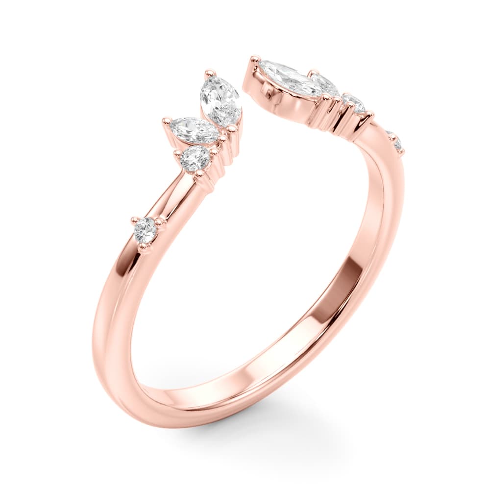 Marquise & Round Lab-Grown Diamond Ring (1/4 ct. tw.), Angle view in rose gold