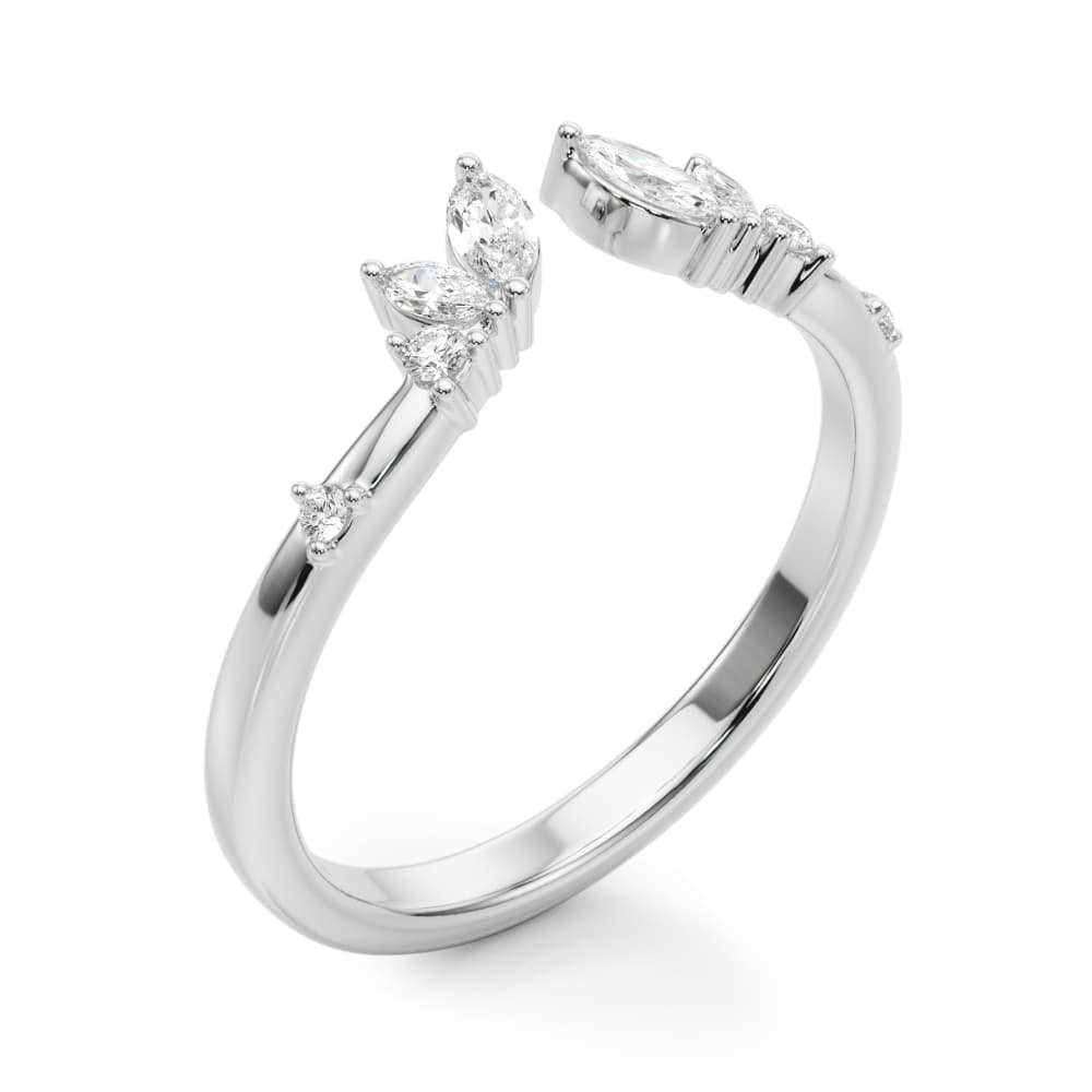 Marquise & Round Lab-Grown Diamond Ring (1/4 ct. tw.), Angle view in white gold or platinum