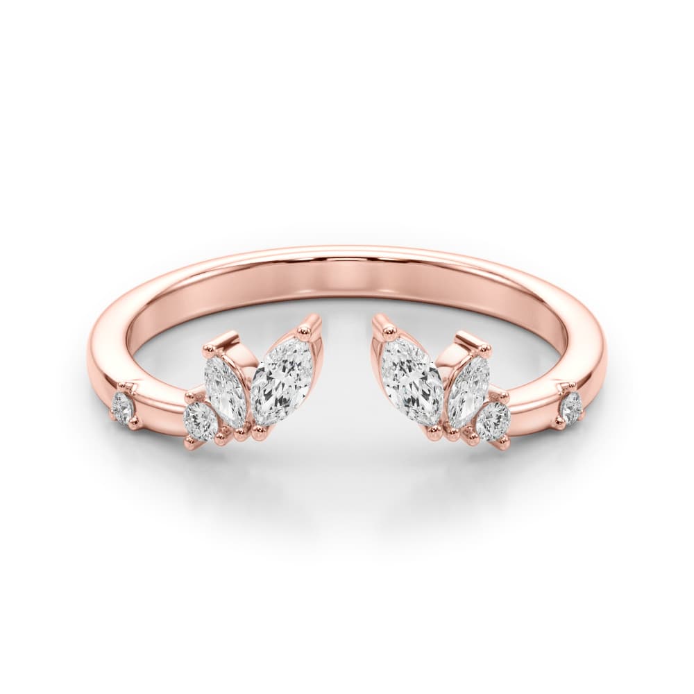 Marquise & Round Lab-Grown Diamond Ring (1/4 ct. tw.), On hand view in rose gold