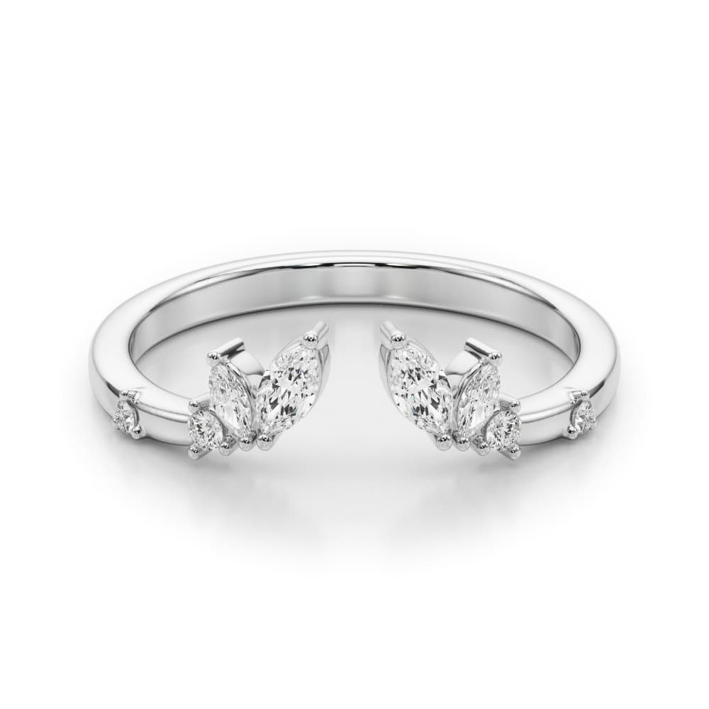 Marquise & Round Lab-Grown Diamond Ring (1/4 ct. tw.), On hand view in white gold or platinum