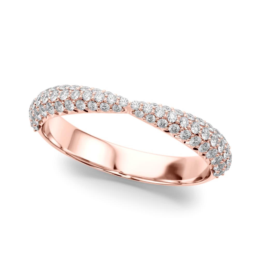 Multi-Row Pavé Wedding Bands (0.56 ct. tw.), Front view in rose gold
