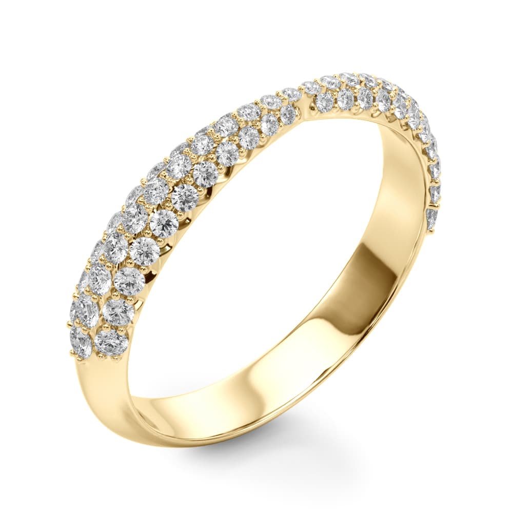 Multi-Row Pavé Wedding Bands (0.56 ct. tw.), Angle view in yellow gold