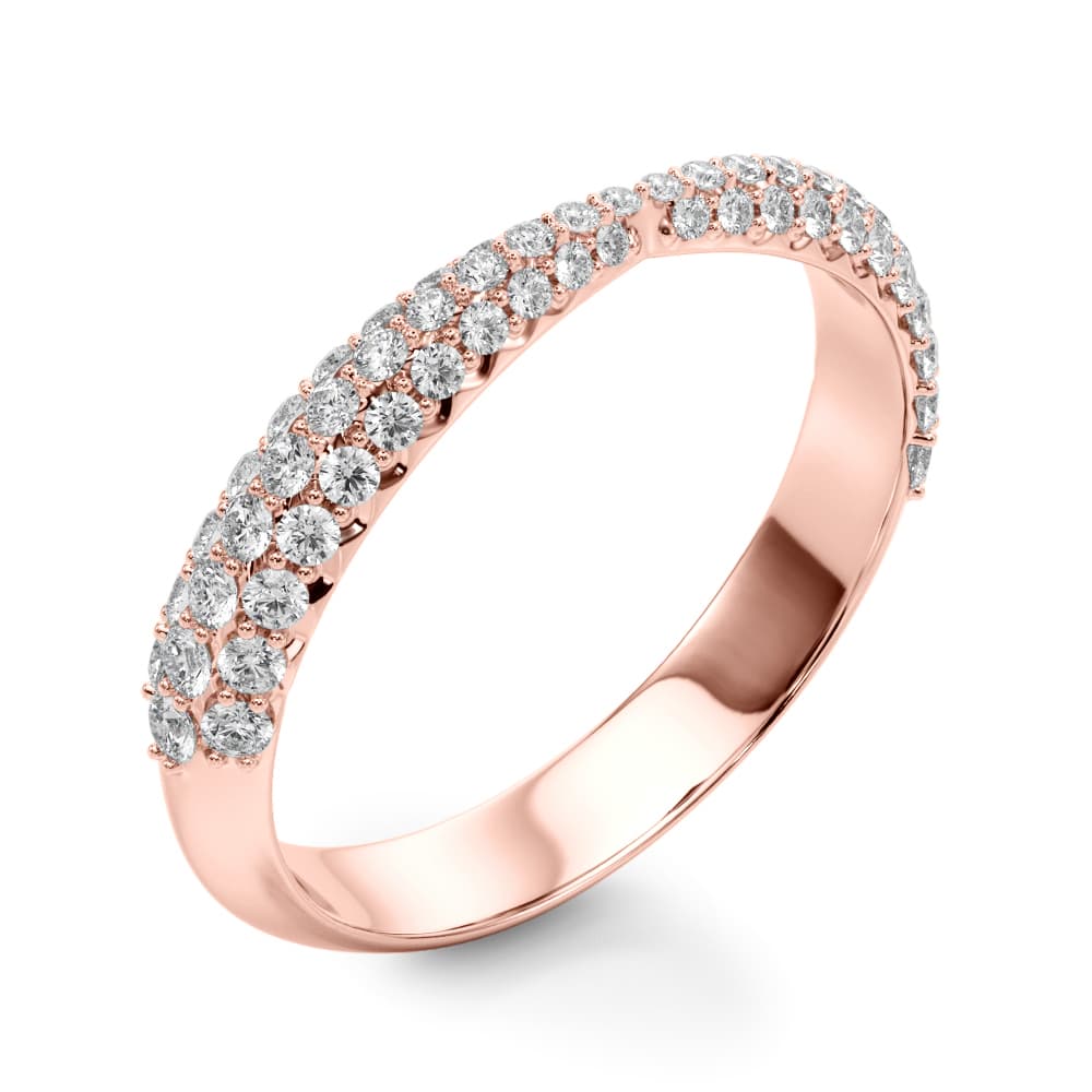 Multi-Row Pavé Wedding Bands (0.56 ct. tw.), Angle view in rose gold