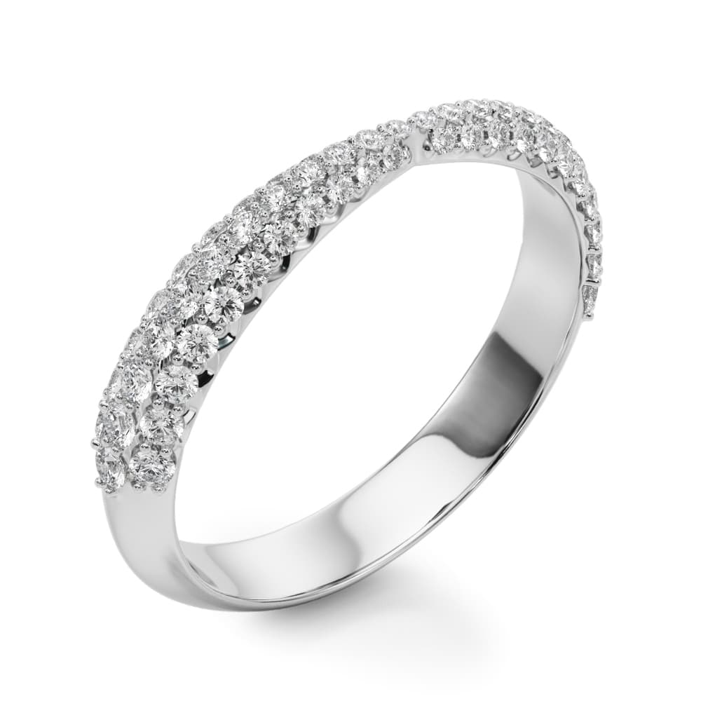 Multi-Row Pavé Wedding Bands (0.56 ct. tw.), Angle view in white gold or platinum