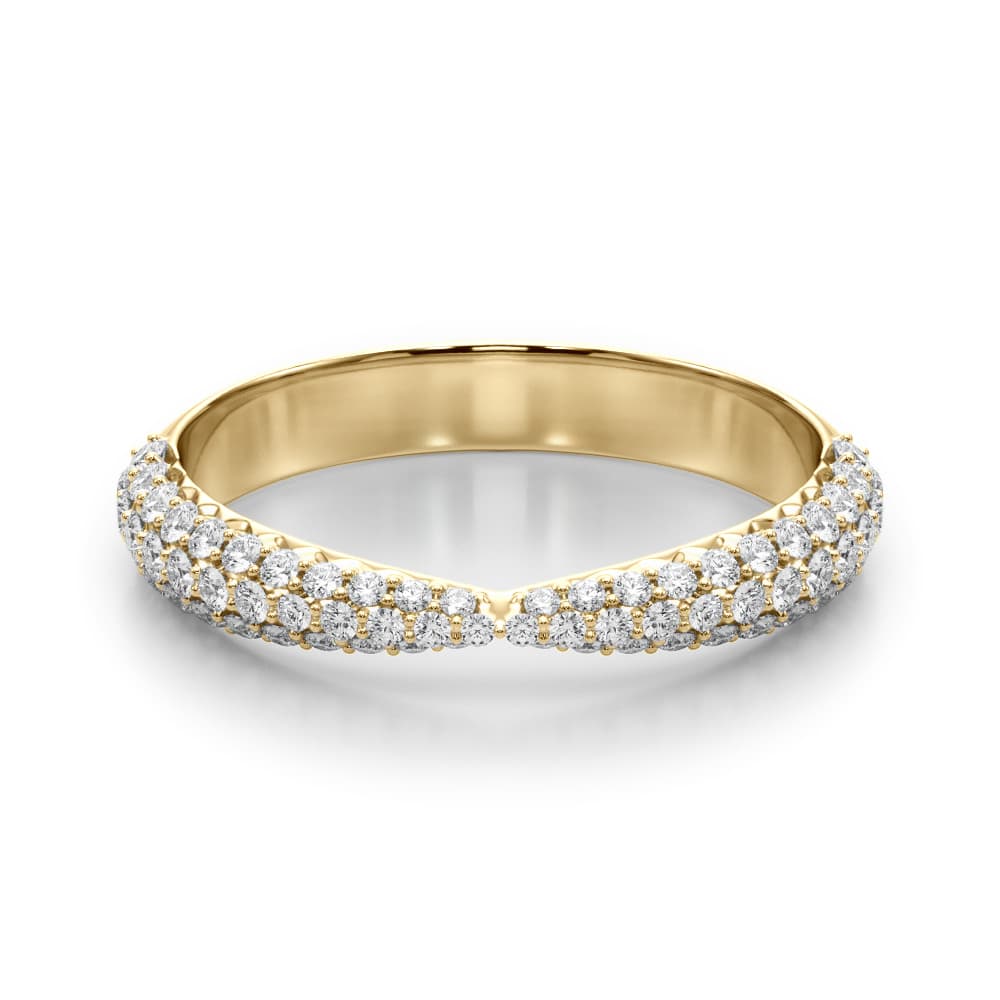Multi-Row Pavé Wedding Bands (0.56 ct. tw.), On hand view in yellow gold