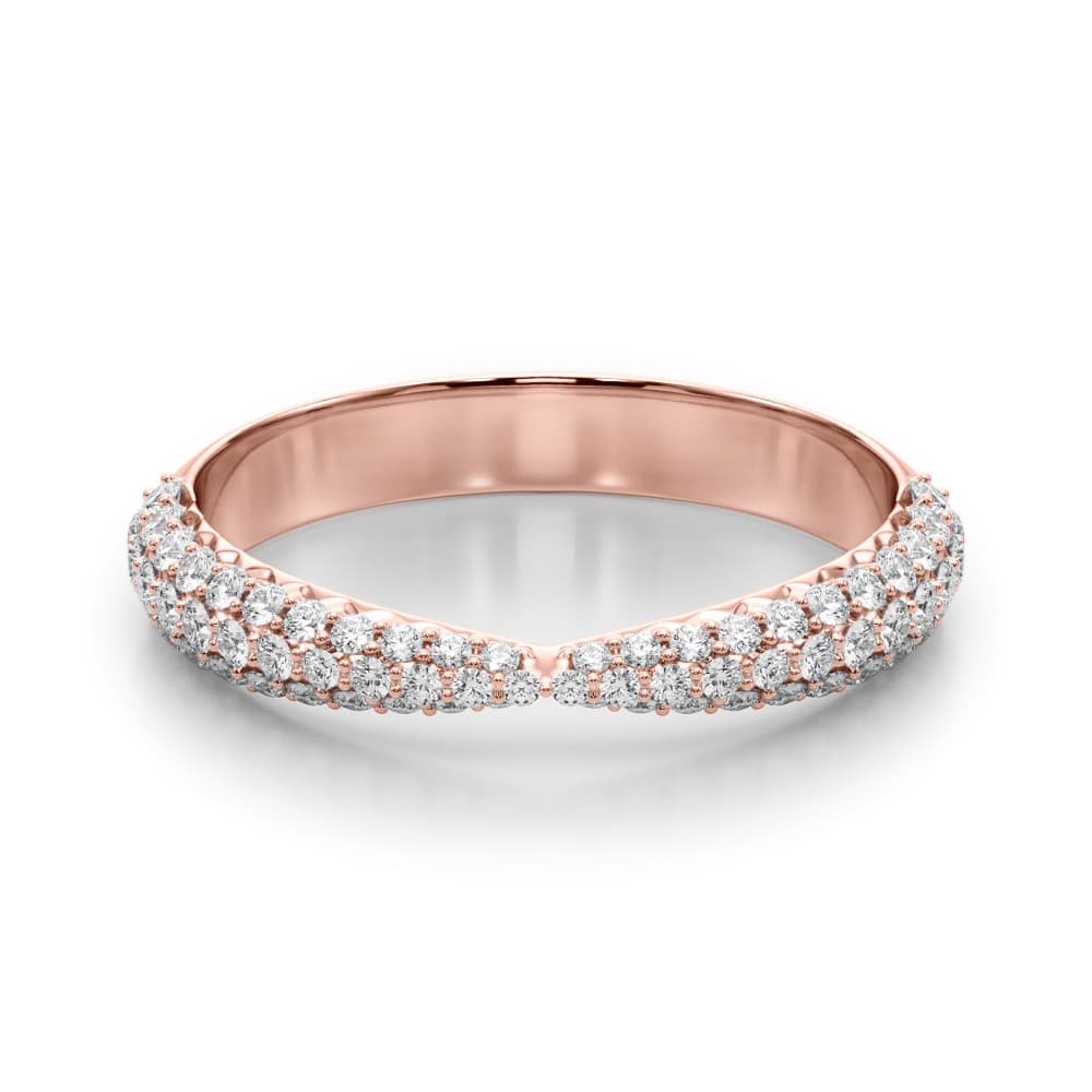 Multi-Row Pavé Wedding Bands (0.56 ct. tw.), On hand view in rose gold