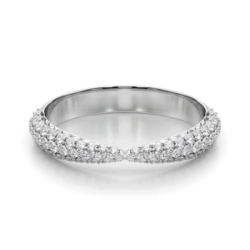 Multi-Row Pavé Wedding Bands (0.56 ct. tw.), On hand view in white gold or platinum