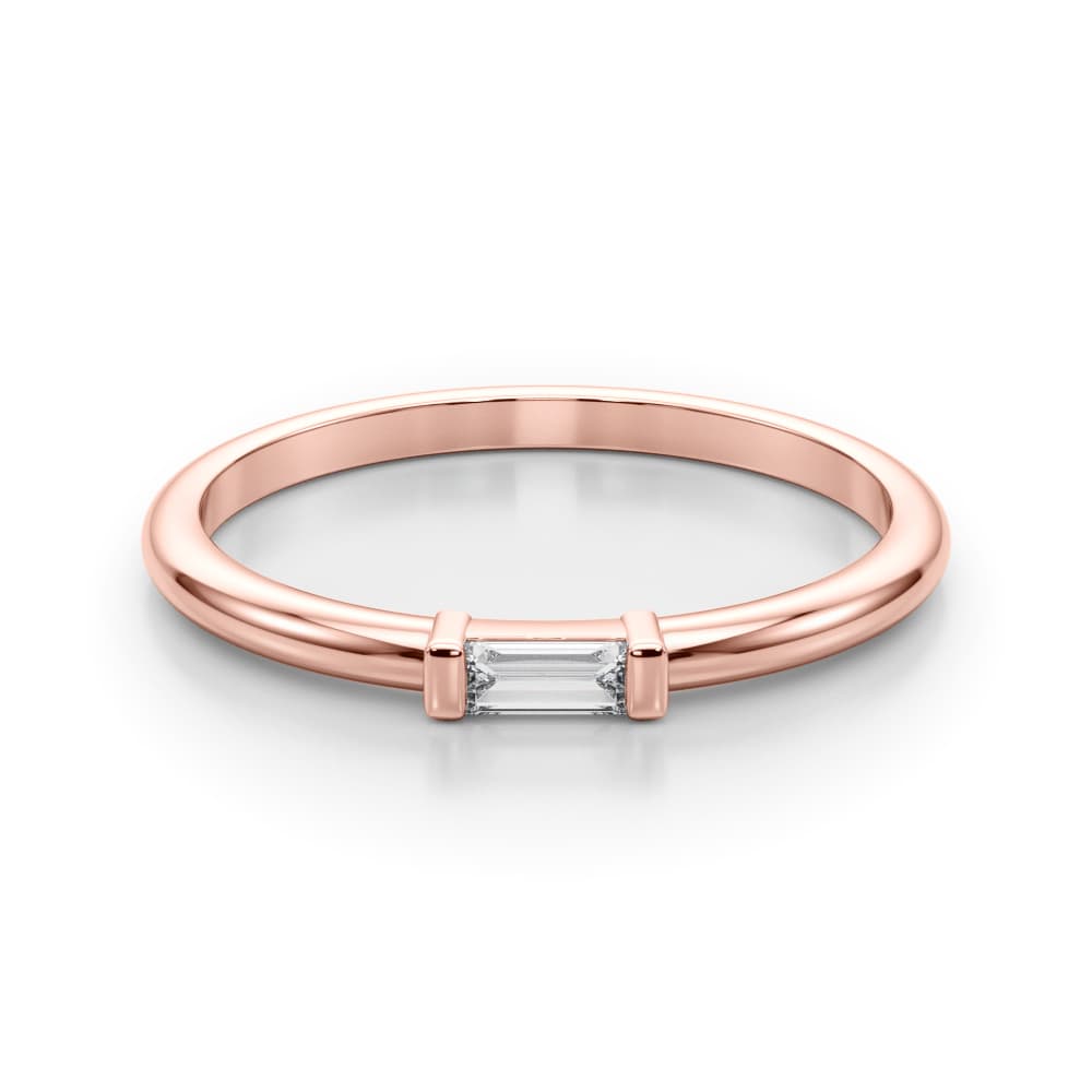Lab-Grown Diamond East-West Baguette Ring (1/2 ct. tw.), On hand view in rose gold