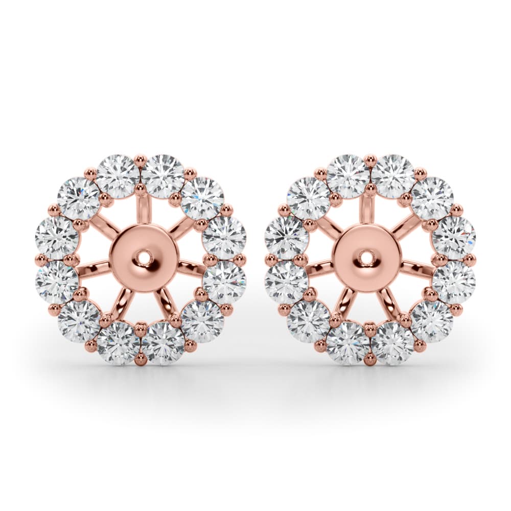 Lab-Grown Diamond Halo Earring Jackets (0.9 ct. tw.), Front view in rose gold