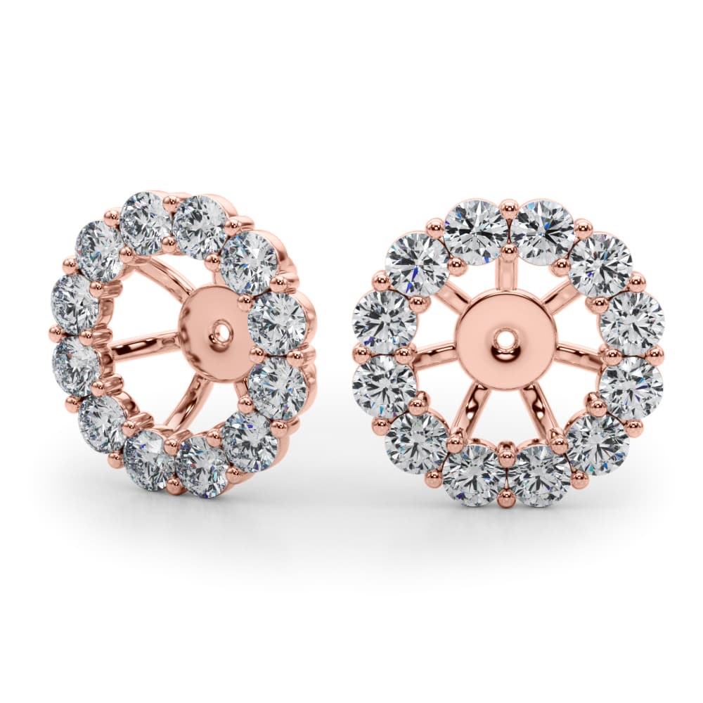 Lab-Grown Diamond Halo Earring Jackets (0.9 ct. tw.), Angle view in rose gold