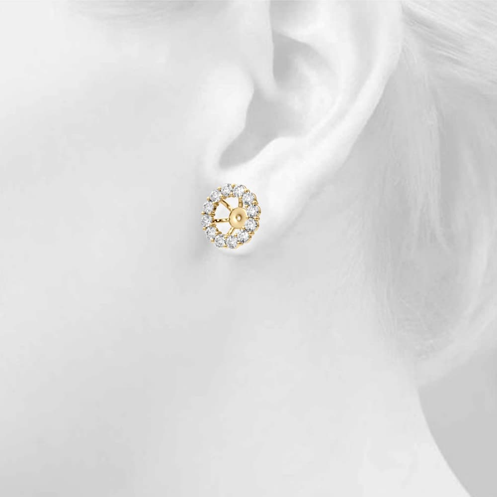 Lab-Grown Diamond Halo Earring Jackets (2/3 ct. tw.), Top view in yellow gold