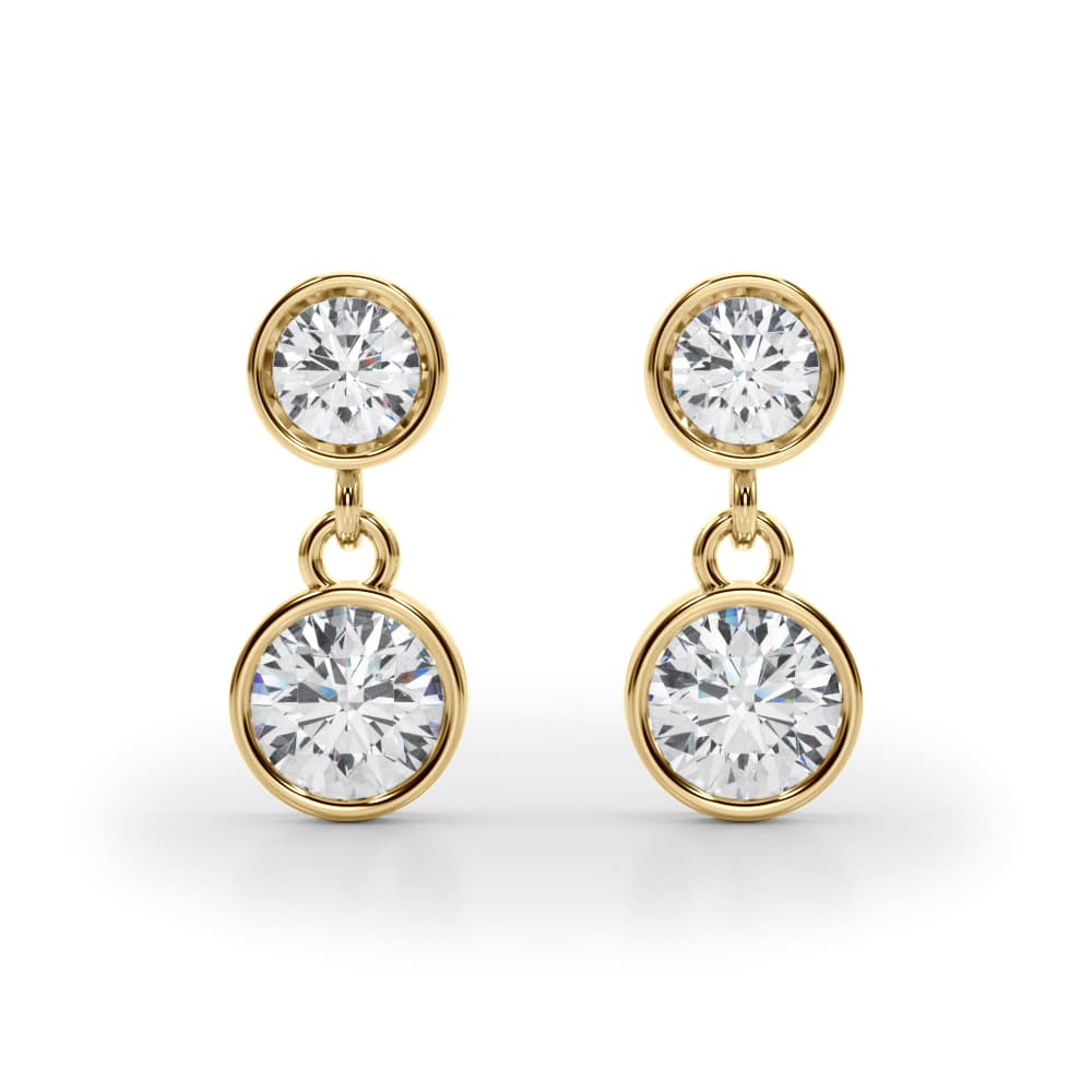 Modern Bezel Set Drop Earrings (0.4 ct. tw.), Front view in yellow gold