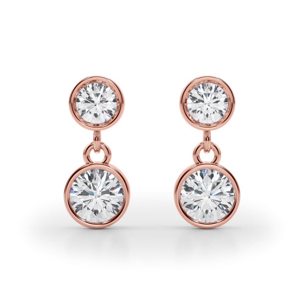 Modern Bezel Set Drop Earrings (0.4 ct. tw.), Front view in rose gold