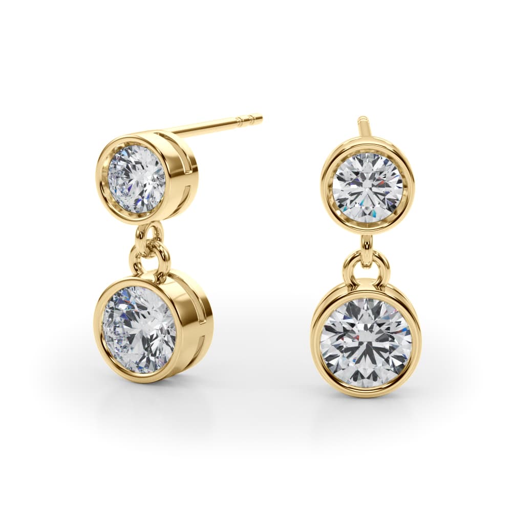 Modern Bezel Set Drop Earrings (0.4 ct. tw.), Angle view in yellow gold
