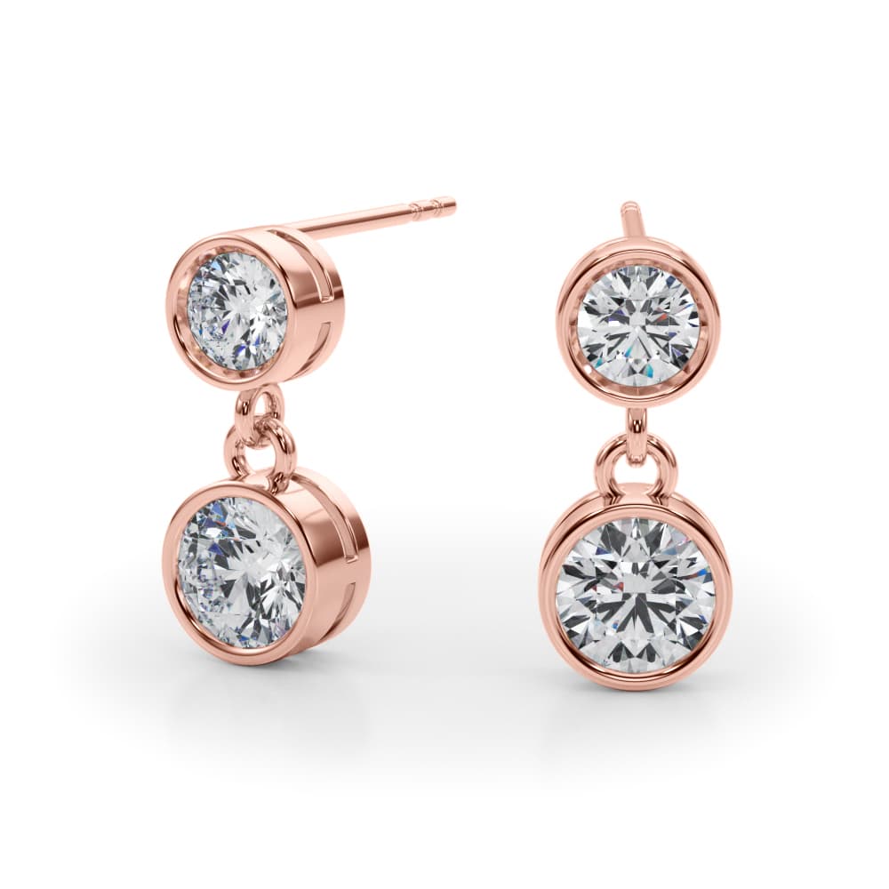 Modern Bezel Set Drop Earrings (0.4 ct. tw.), Angle view in rose gold