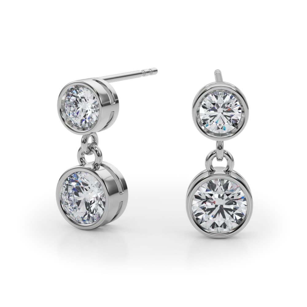 Modern Bezel Set Drop Earrings (0.4 ct. tw.), Angle view in white gold or platinum