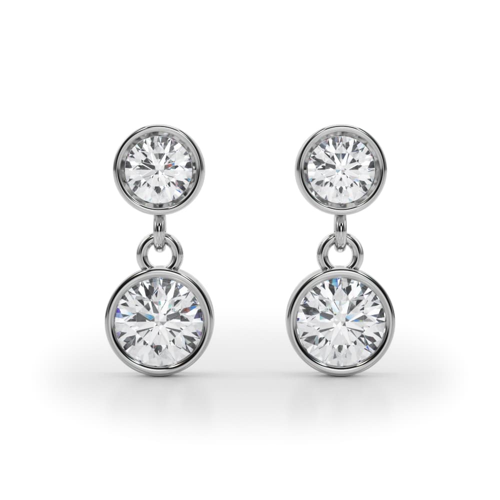 Modern Bezel Set Drop Earrings — View 1