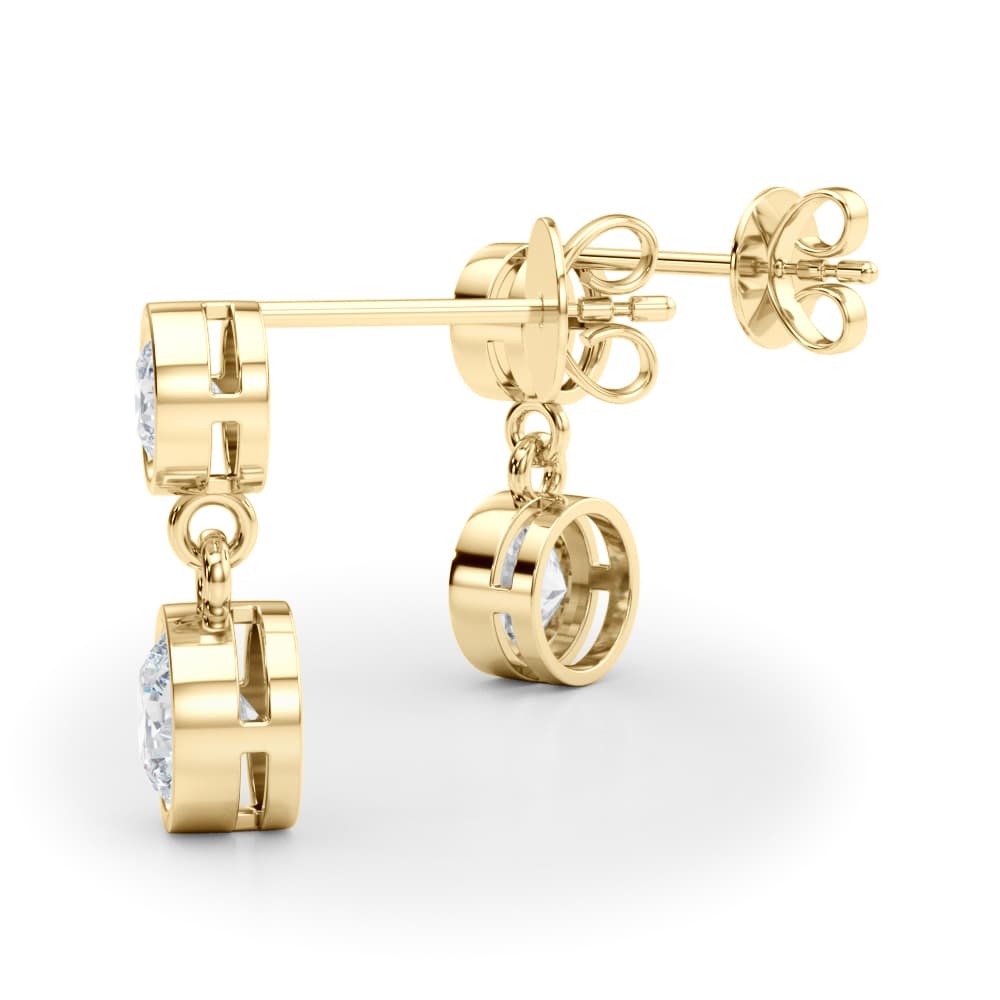 Modern Bezel Set Drop Earrings (0.4 ct. tw.), On hand view in yellow gold