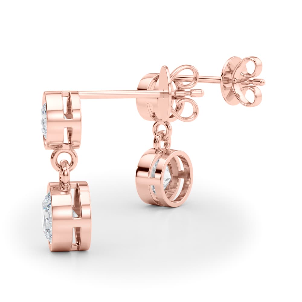 Modern Bezel Set Drop Earrings (0.4 ct. tw.), On hand view in rose gold