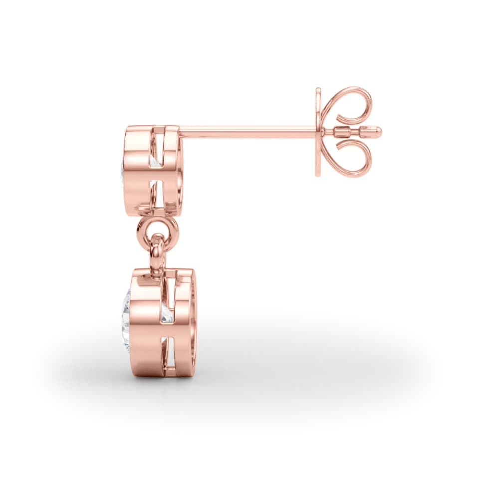 Modern Bezel Set Drop Earrings (0.4 ct. tw.), Side view in rose gold